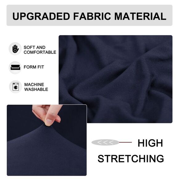 Stretch Sofa Cover Solid Couch Covers with One Pillowcase Dark Blue Medium - Picture 4 of 6